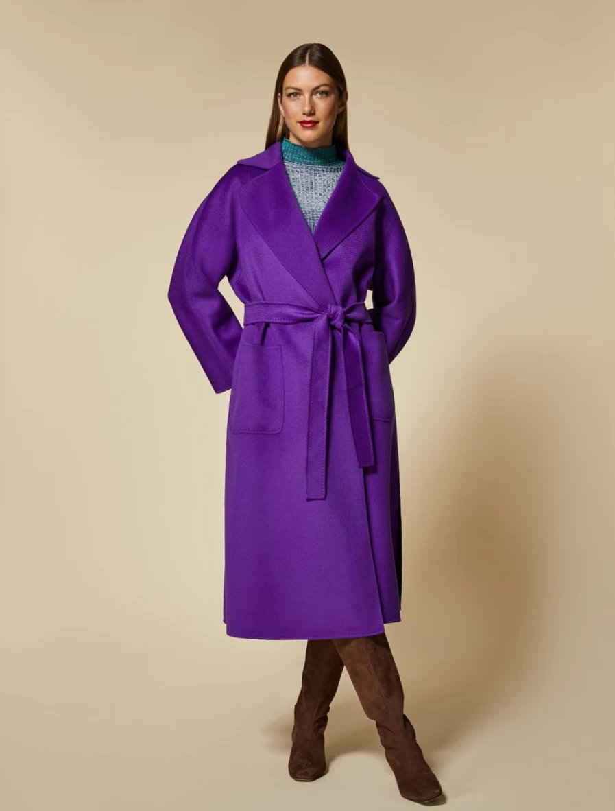 Marina Rinaldi Women's Purple Double-Faced Pure Wool Coat