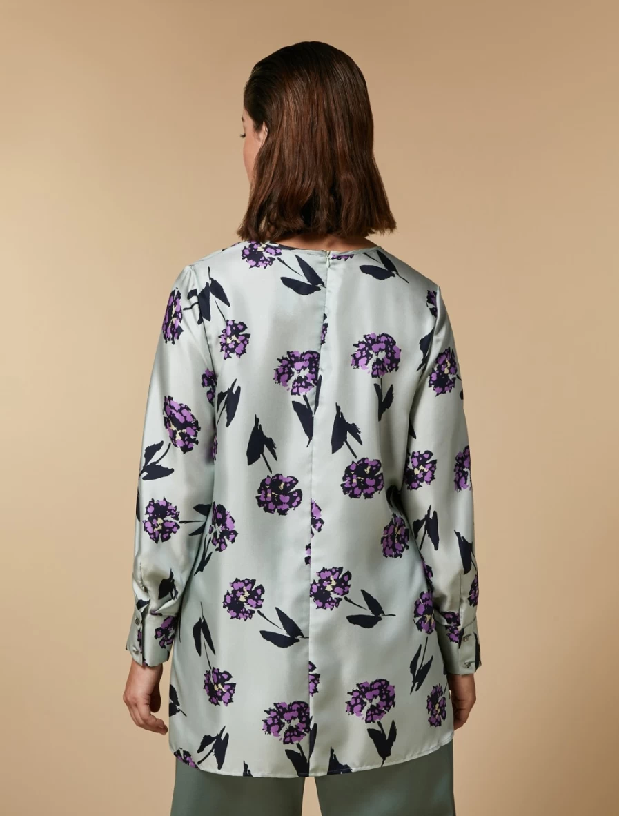 Marina Rinaldi Women's Green Silk Twill Tunic - Elegant Blouse Top