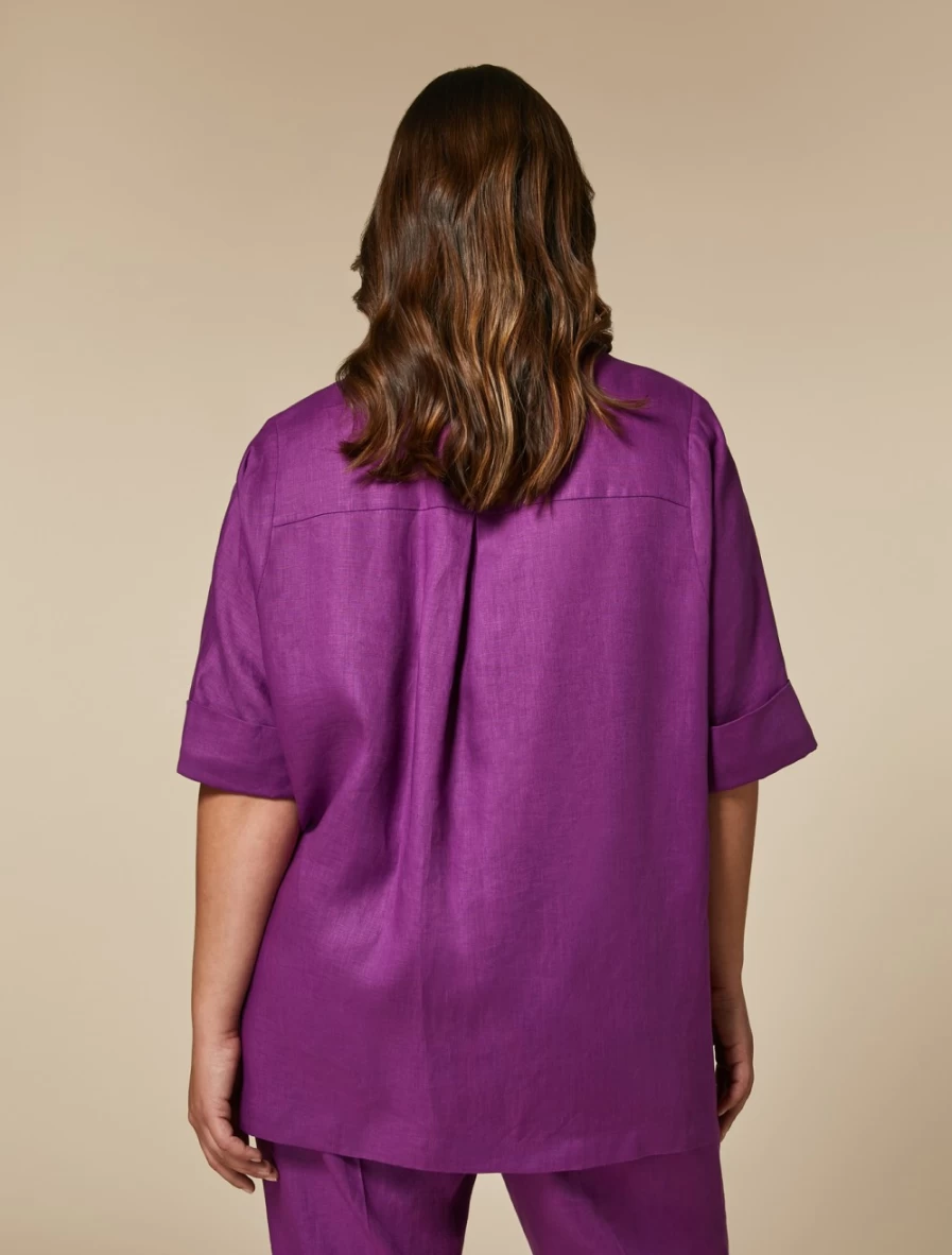 Marina Rinaldi Women's Fuchsia Pure Linen Shirt - Breathable & Stylish Summer Top