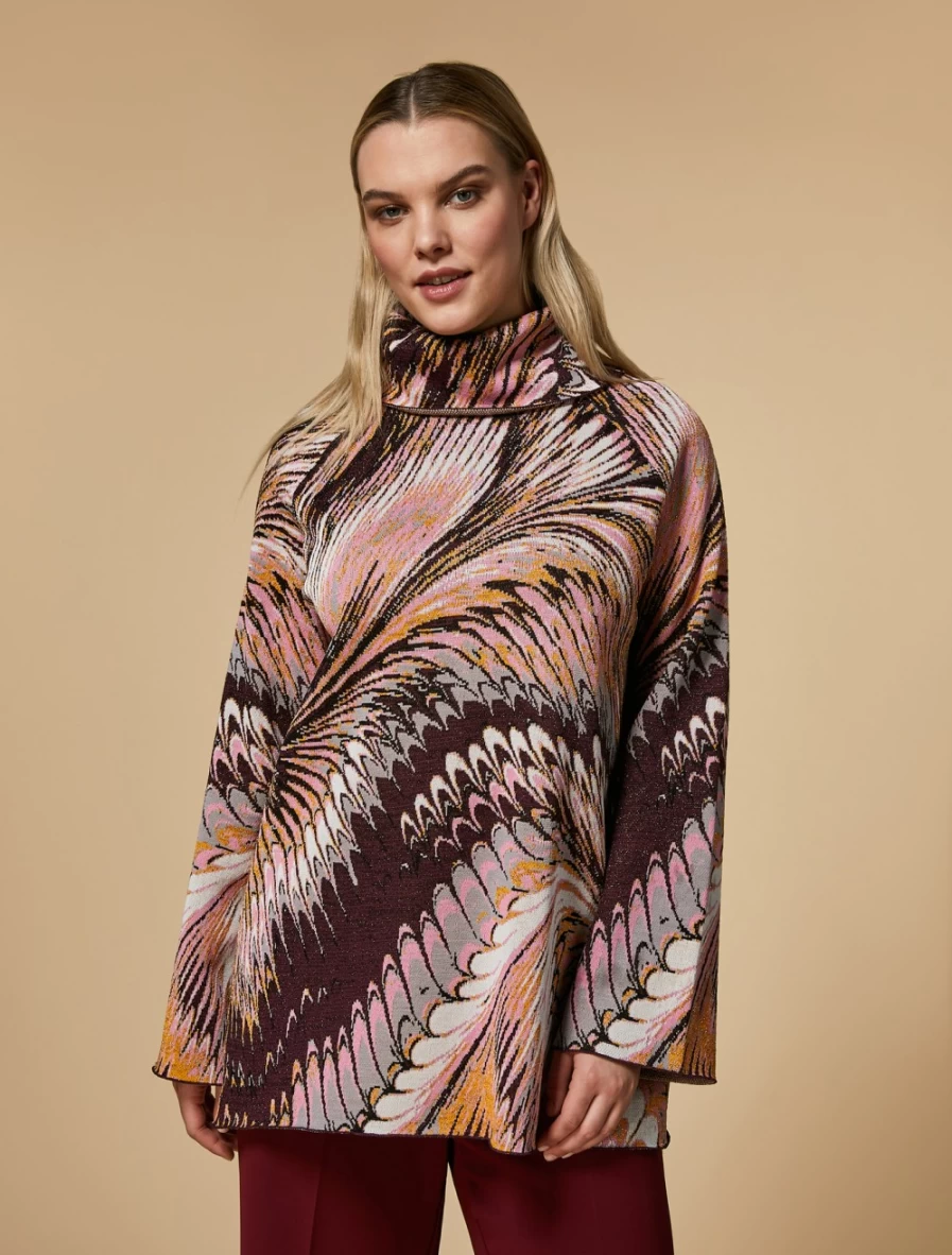 "Marina Rinaldi Women's Red Jacquard Viscose Sweater"