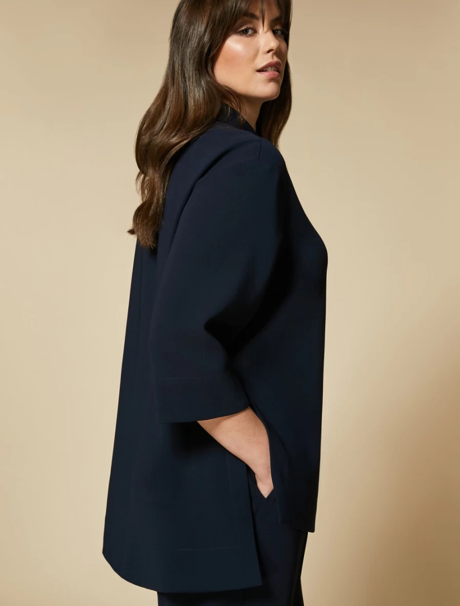 Marina Rinaldi Women's Dark Navy Triacetate Collared Tunic Top
