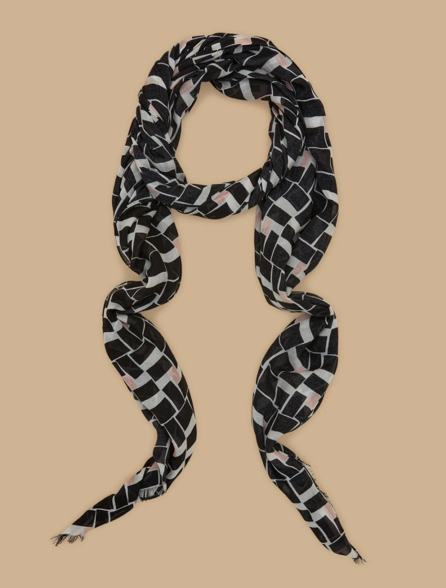 Marina Rinaldi Women's Black Modal Silk Stole Wrap Scarf