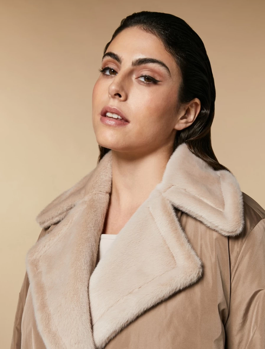 Marina Rinaldi Women's Reversible Sand Duchesse Heavy Jacket | Double-Faced Coat
