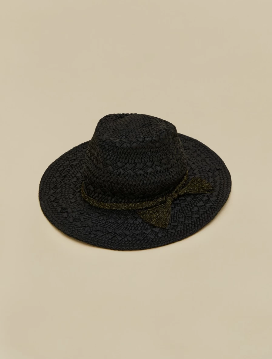 Marina Rinaldi Women's Black Straw-Look Hat - Elegant Summer Wide Brim Sun Hat