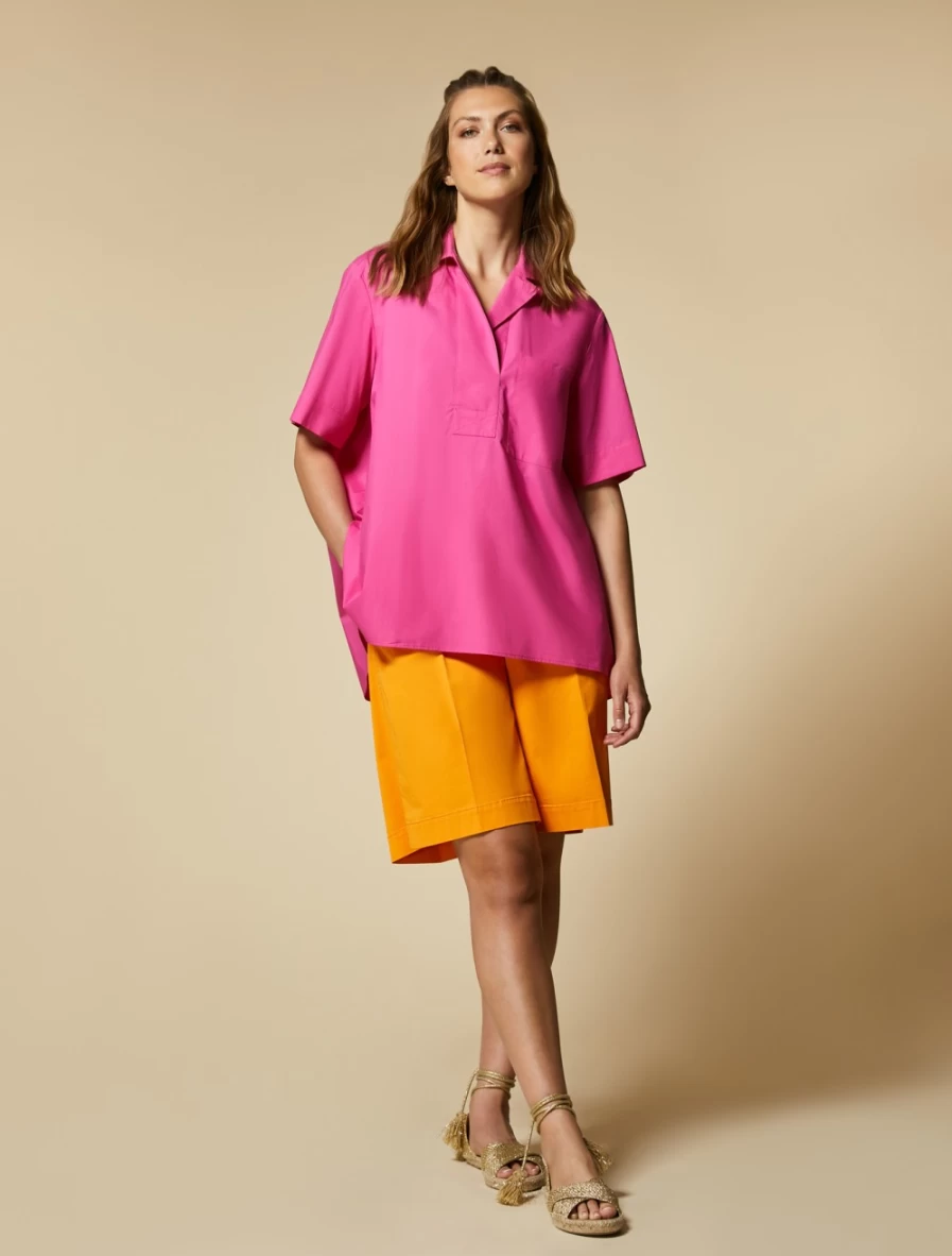 "Marina Rinaldi Women's Orange Cotton Gabardine Bermuda Shorts"