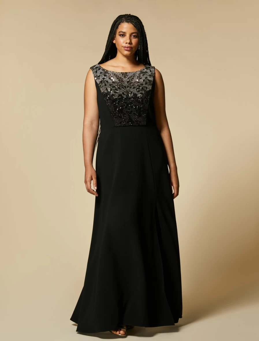 Marina Rinaldi Women's Black Embroidered Triacetate Dress