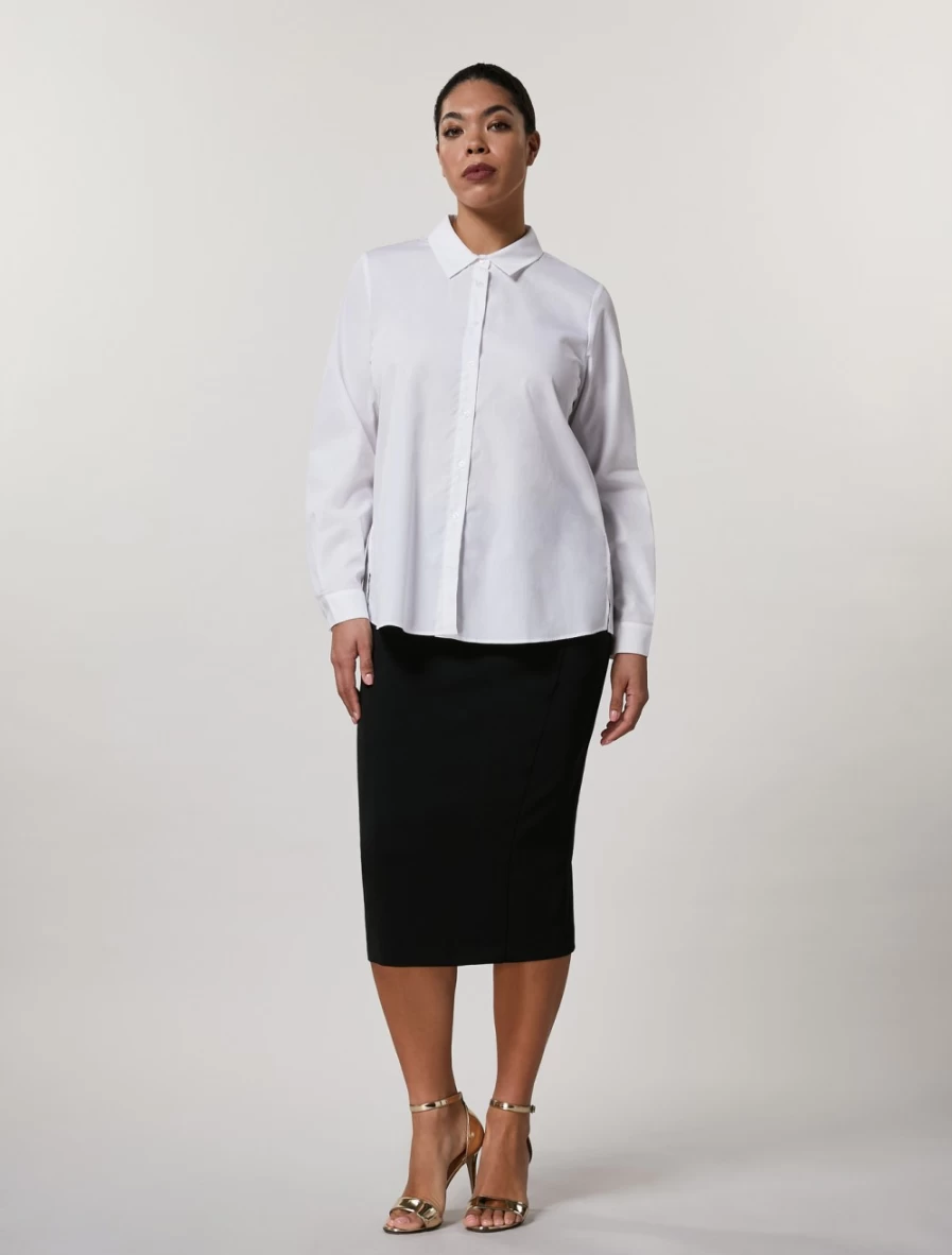 Marina Rinaldi Women's Black Fluid Stretch Fabric Skirt - Elegant Comfort Fit