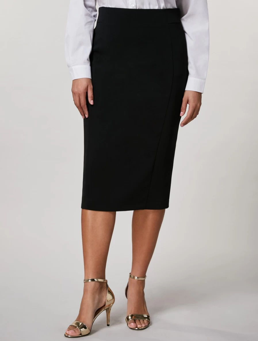 Marina Rinaldi Women's Black Fluid Stretch Fabric Skirt - Elegant Comfort Fit