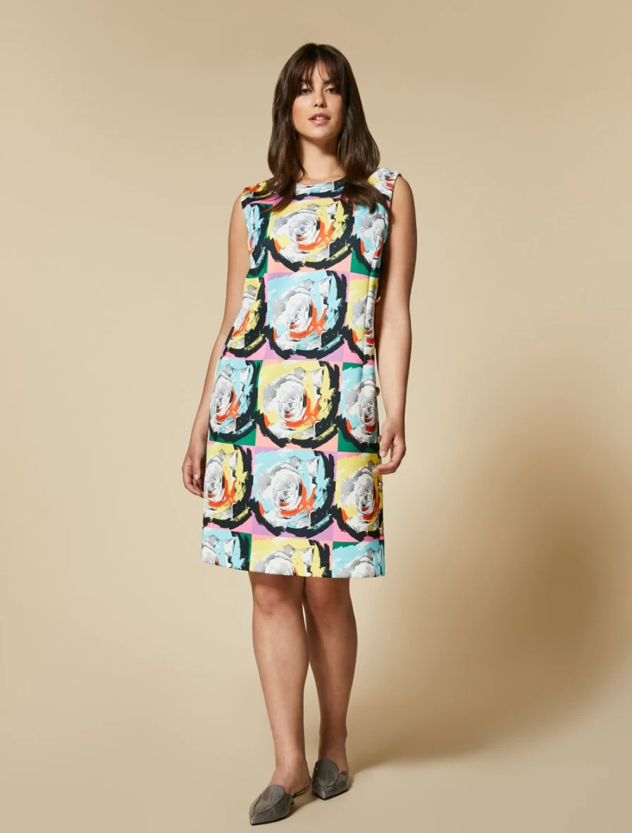 Marina Rinaldi Women's Yellow Printed Neoprene Dress