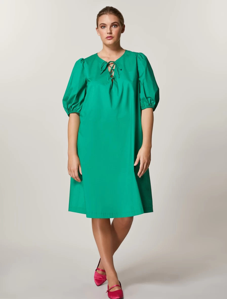 "Marina Rinaldi Women's Dark Green Cotton Poplin Dress"