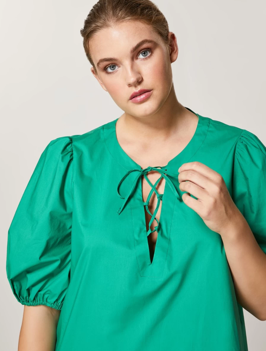 "Marina Rinaldi Women's Dark Green Cotton Poplin Dress"