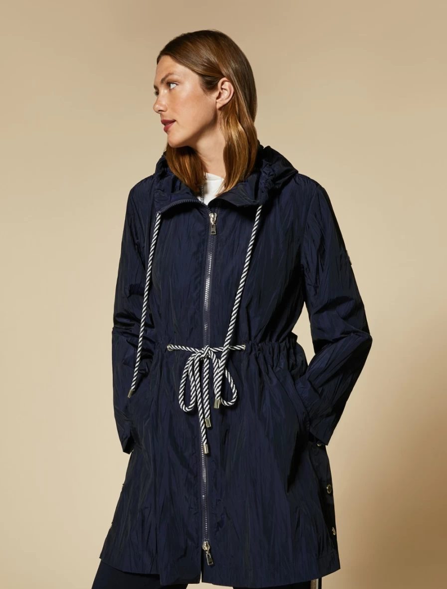 Marina Rinaldi Women's Dark Navy Pleated Taffeta Raincoat