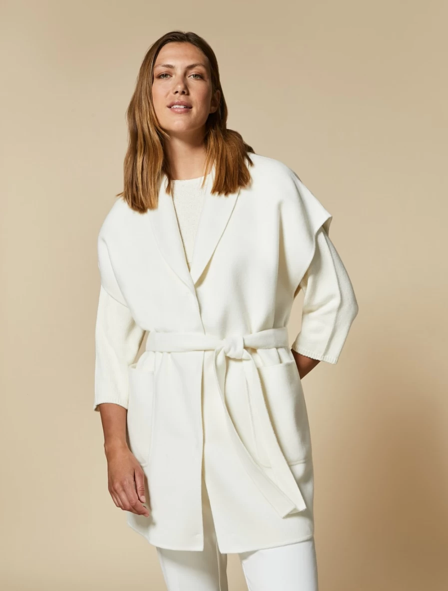 "Marina Rinaldi Women's White Wool Cashmere Sleeveless Double-Face Jacket"