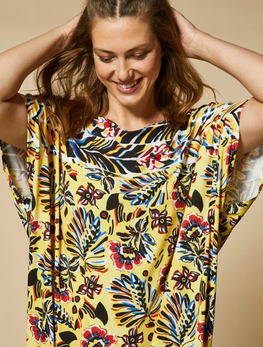 "Marina Rinaldi Women's Yellow Printed Dress – Stylish Floral Summer Dress"