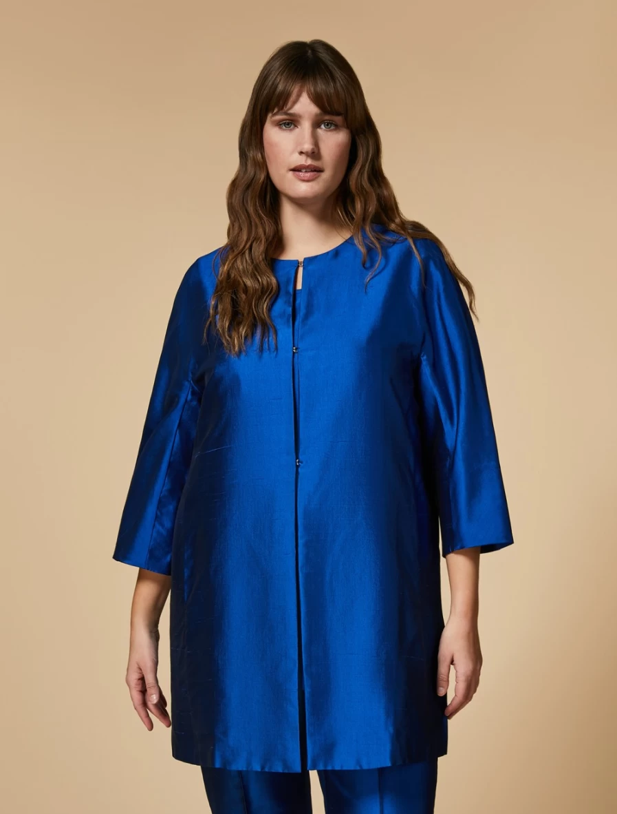 Marina Rinaldi Women's China Blue Silk Shantung Duster Coat