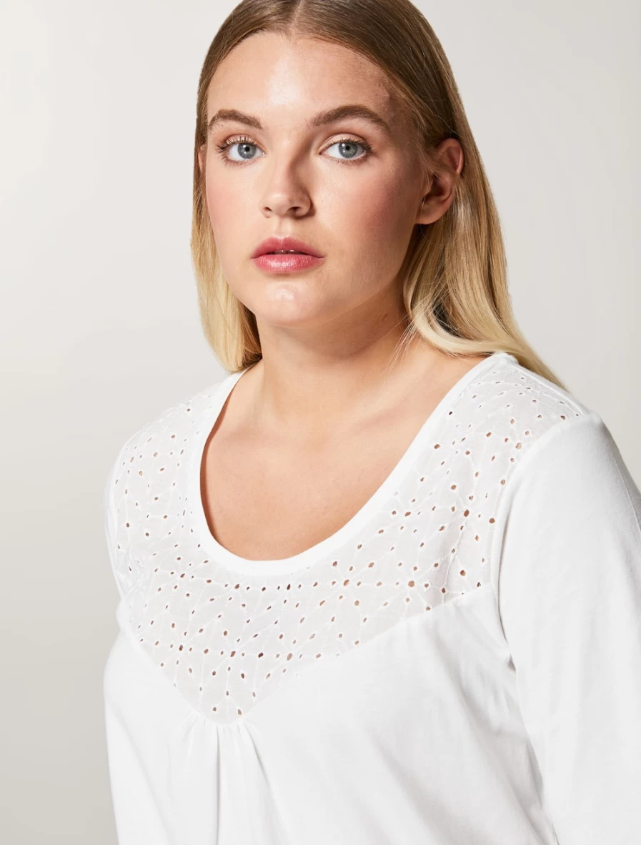 Marina Rinaldi Women's White St. Gallen And Jersey Cotton T-Shirt