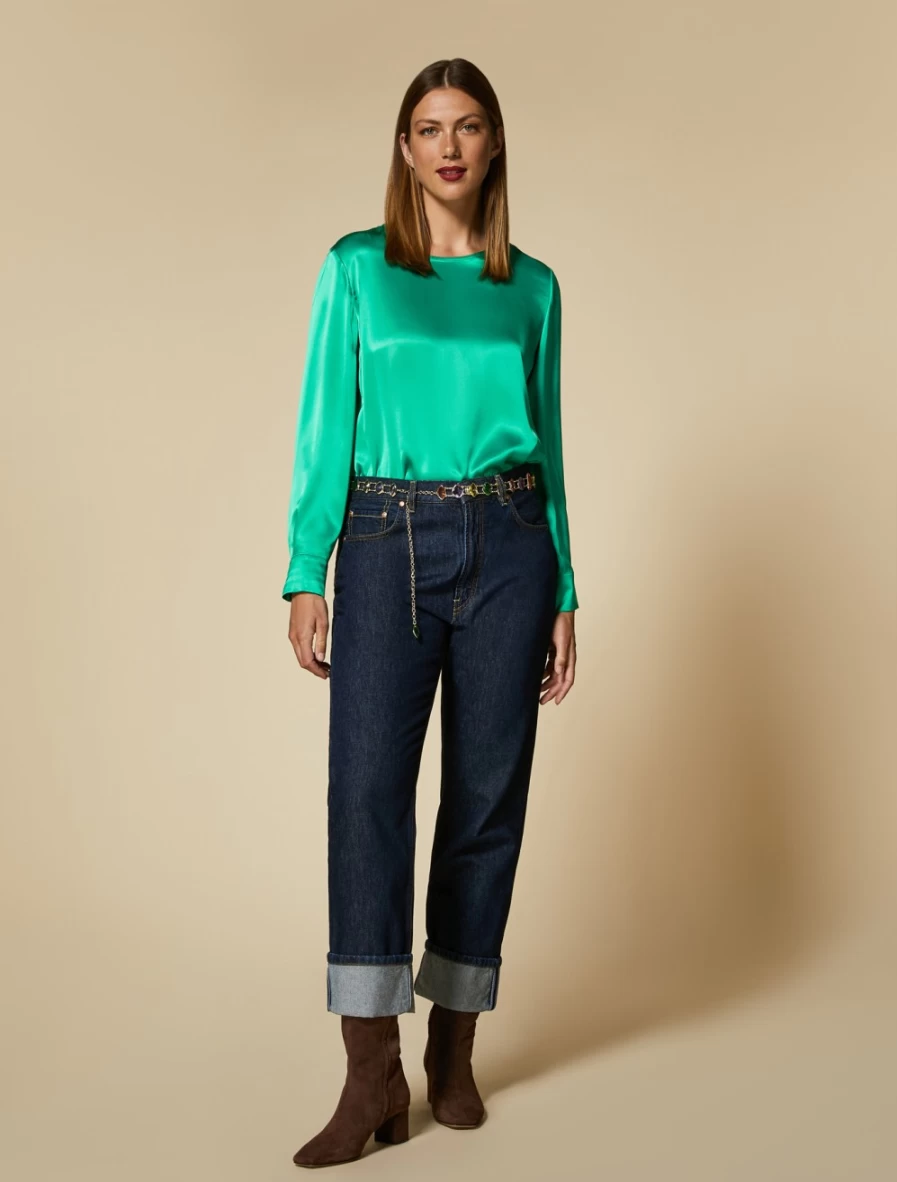 "Marina Rinaldi Women's Dark Navy Straight Leg Denim Jeans"
