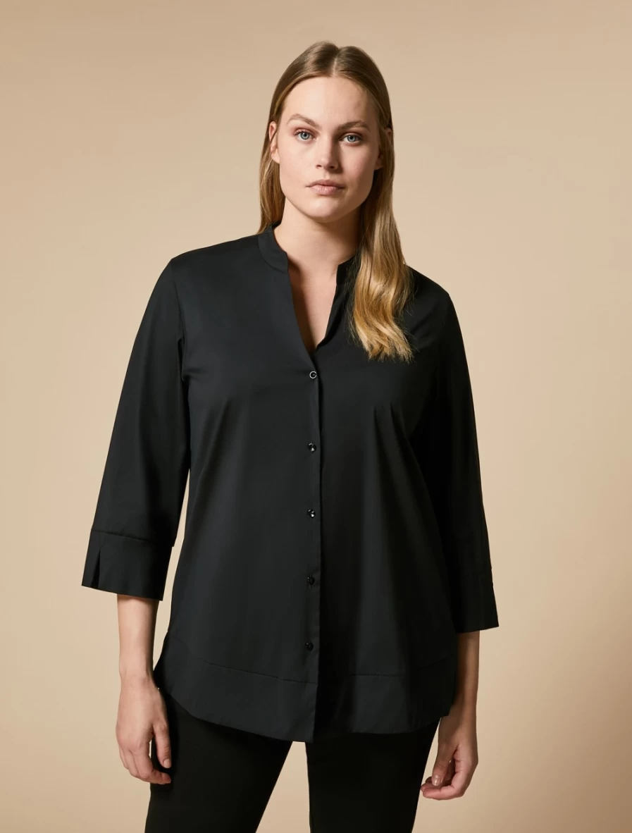 "Marina Rinaldi Women's Black Stretch Poplin Shirt"