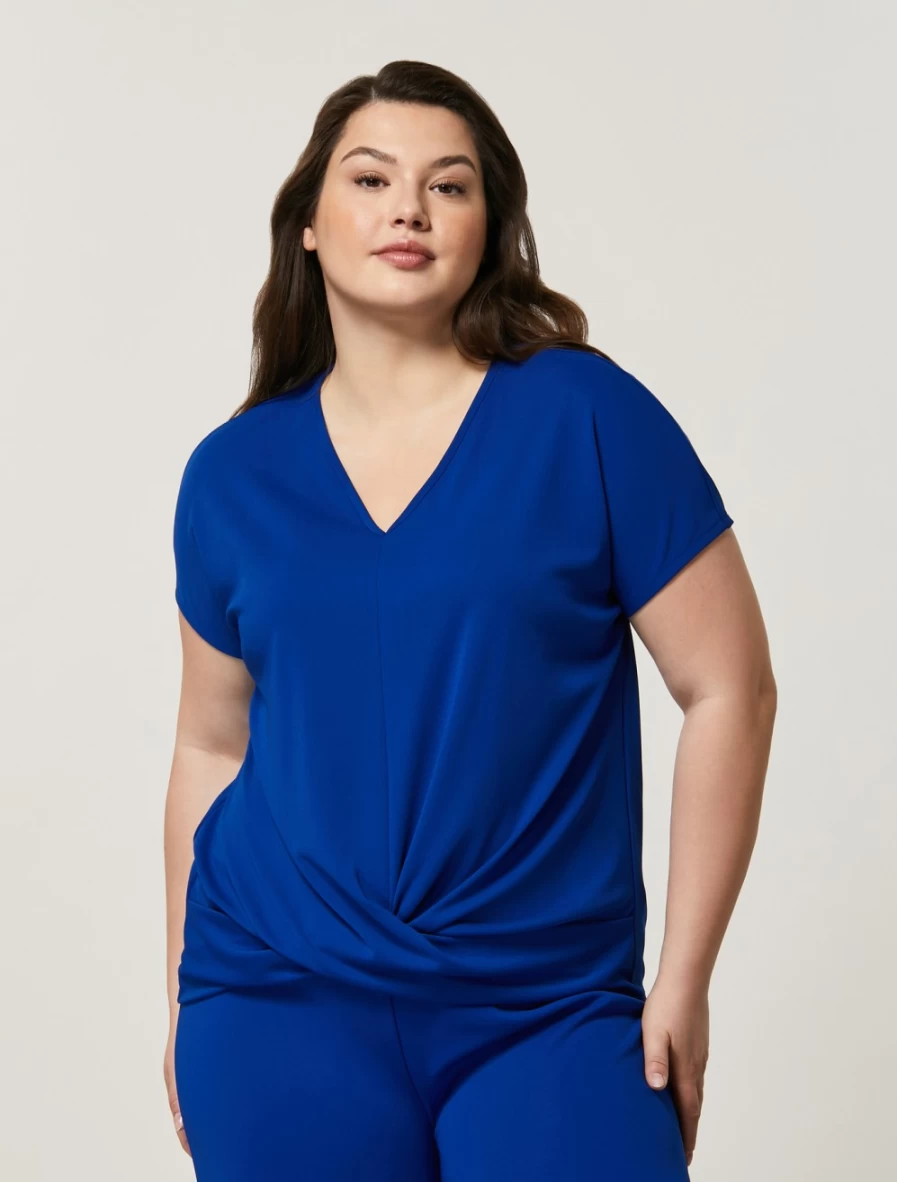 Marina Rinaldi Women's China Blue Interlock Jersey T-Shirt