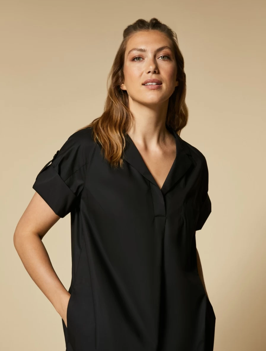 Marina Rinaldi Women's Black Cotton Poplin Dress