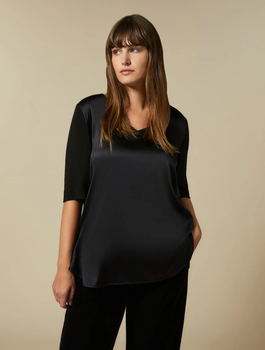 Marina Rinaldi Women's Black Viscose Jersey Tunic Top