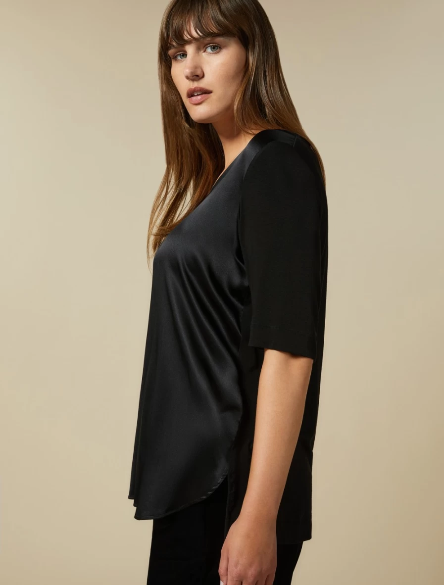 Marina Rinaldi Women's Black Viscose Jersey Tunic Top