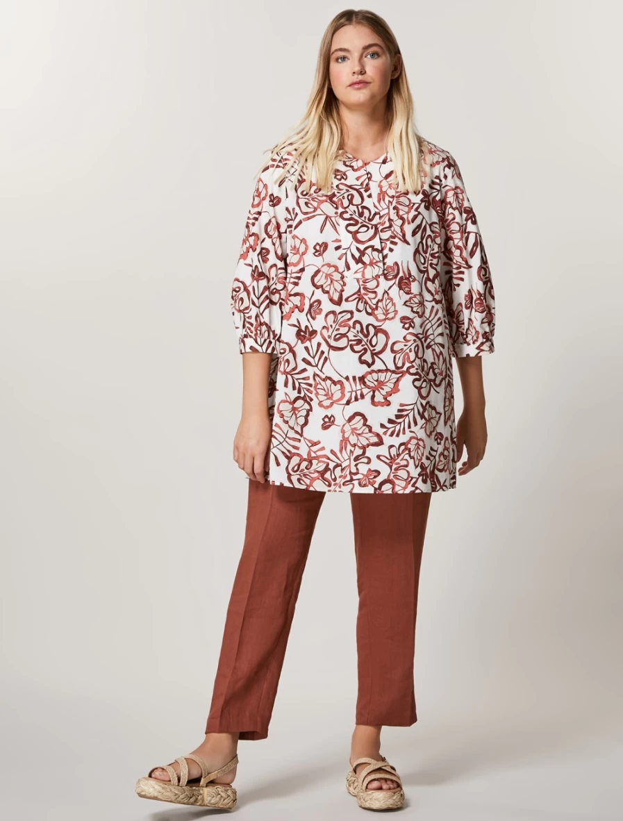 "Marina Rinaldi Women's Rust Linen Trousers | Comfortable & Stylish"