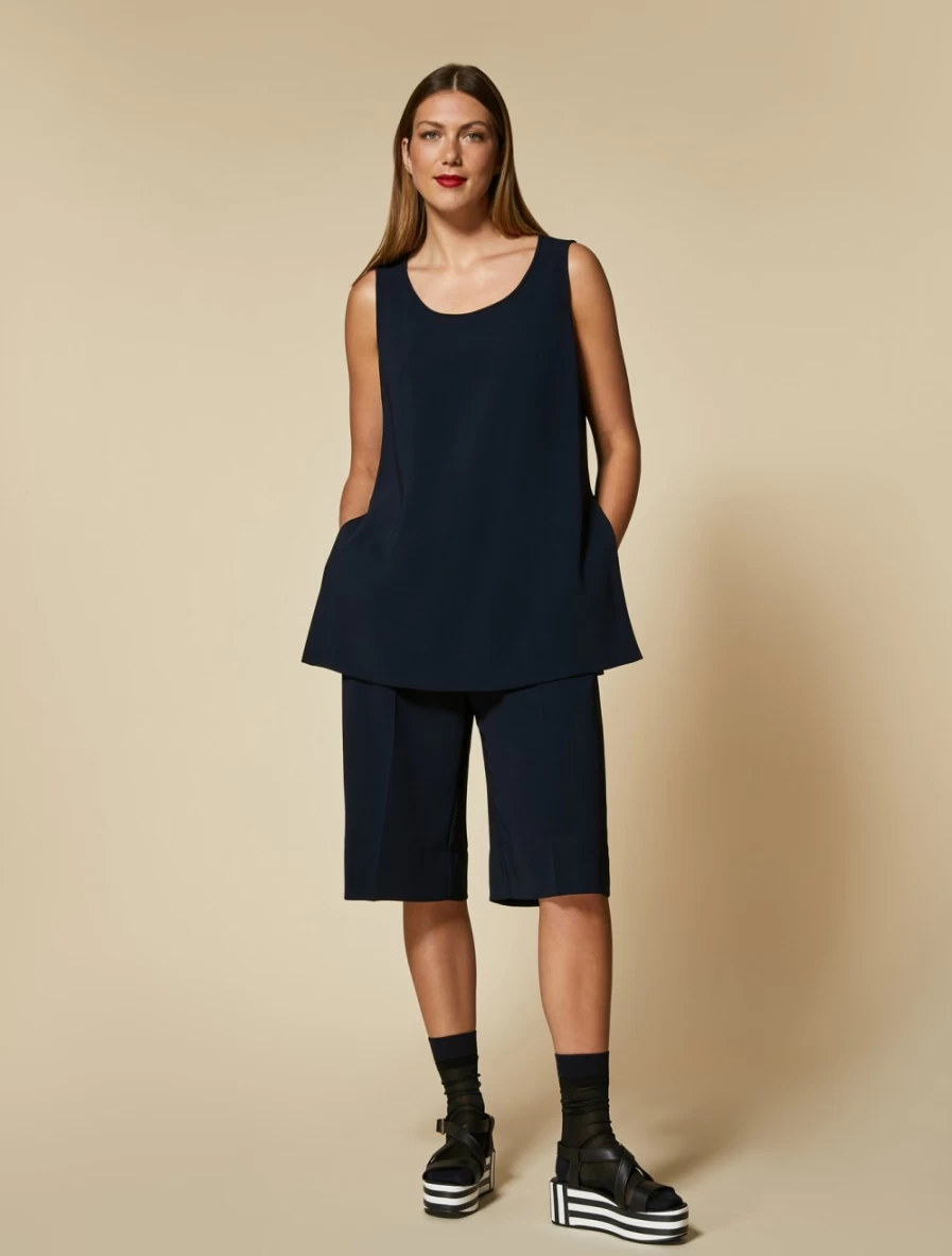 "Marina Rinaldi Women's Dark Navy Triacetate Bermuda Shorts"