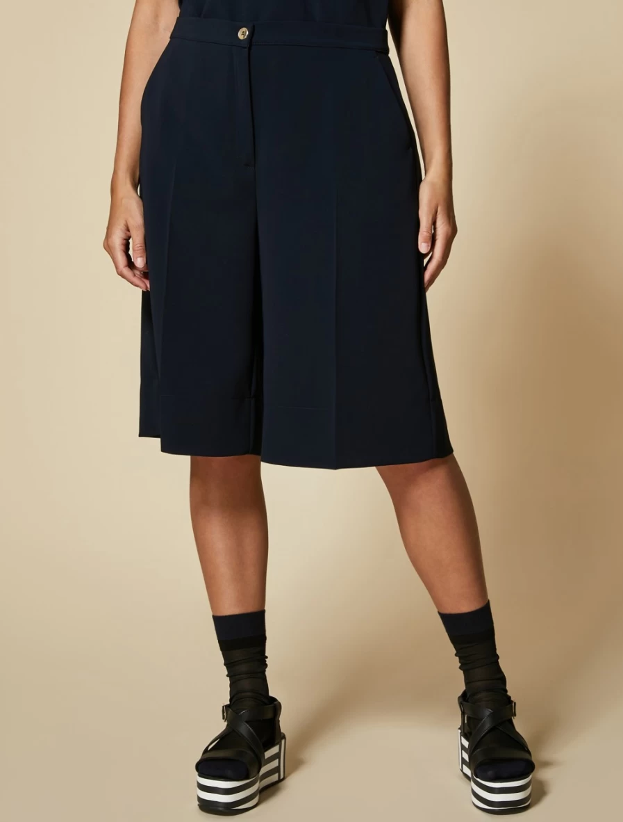 "Marina Rinaldi Women's Dark Navy Triacetate Bermuda Shorts"