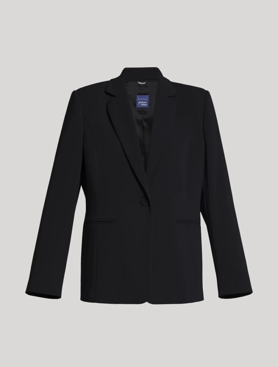Marina Rinaldi Women's Black Fluid Stretch Fabric Blazer - Elegant Tailored Fit Jacket