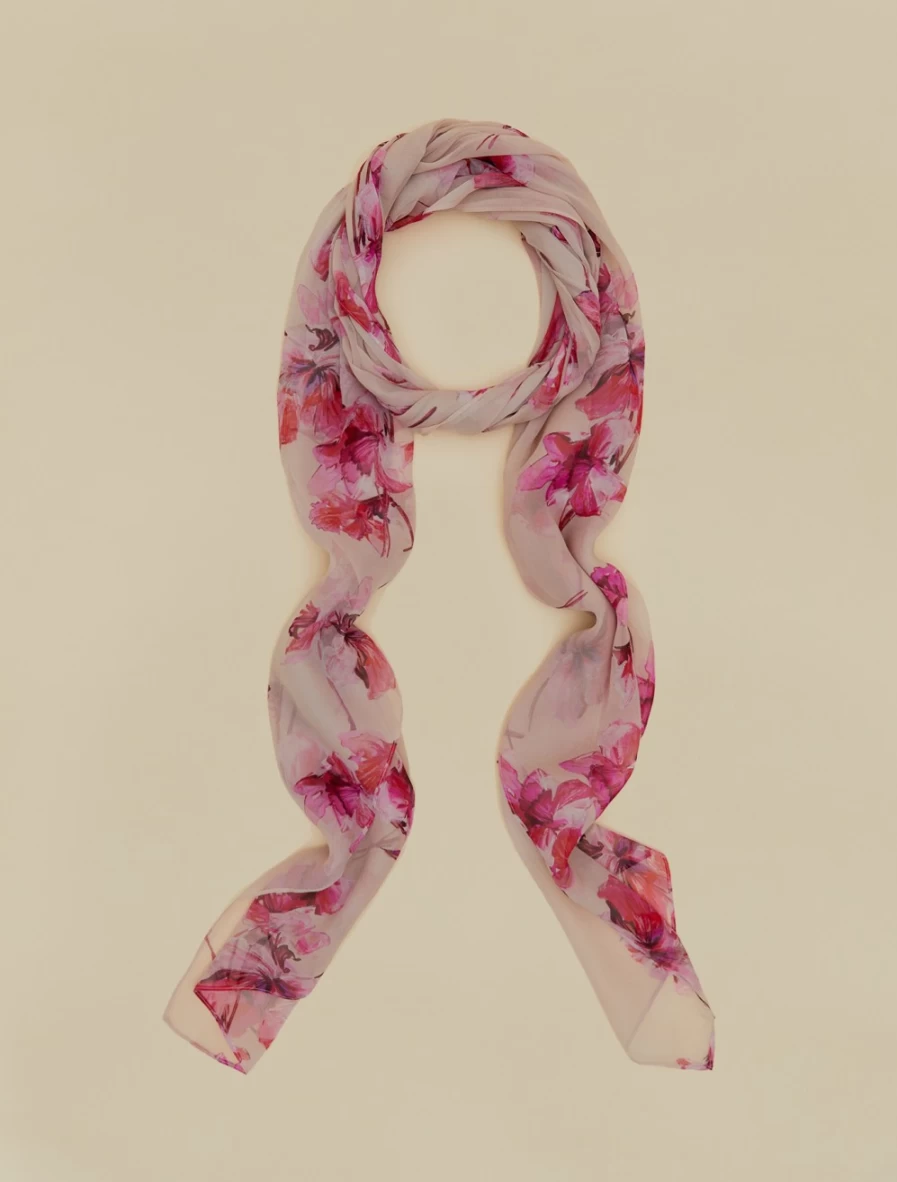Marina Rinaldi Women's Pink Printed Silk Georgette Stole Scarf Wrap Shawl