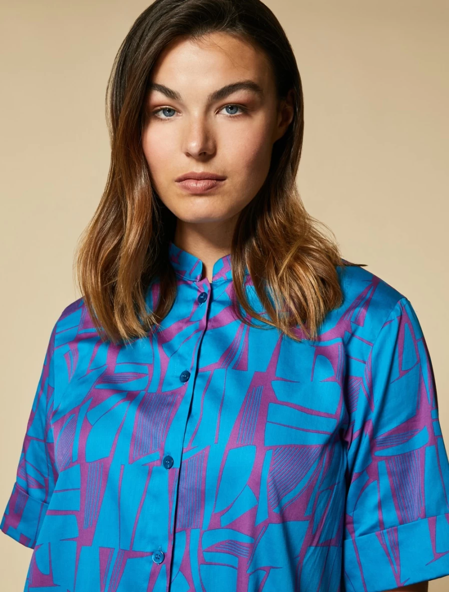 Marina Rinaldi Women's Fuchsia Printed Poplin Tunic Top
