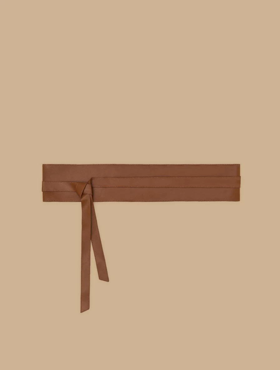 Marina Rinaldi Women's Brown Obi Belt With Bow - Elegant Waist Belt for Women