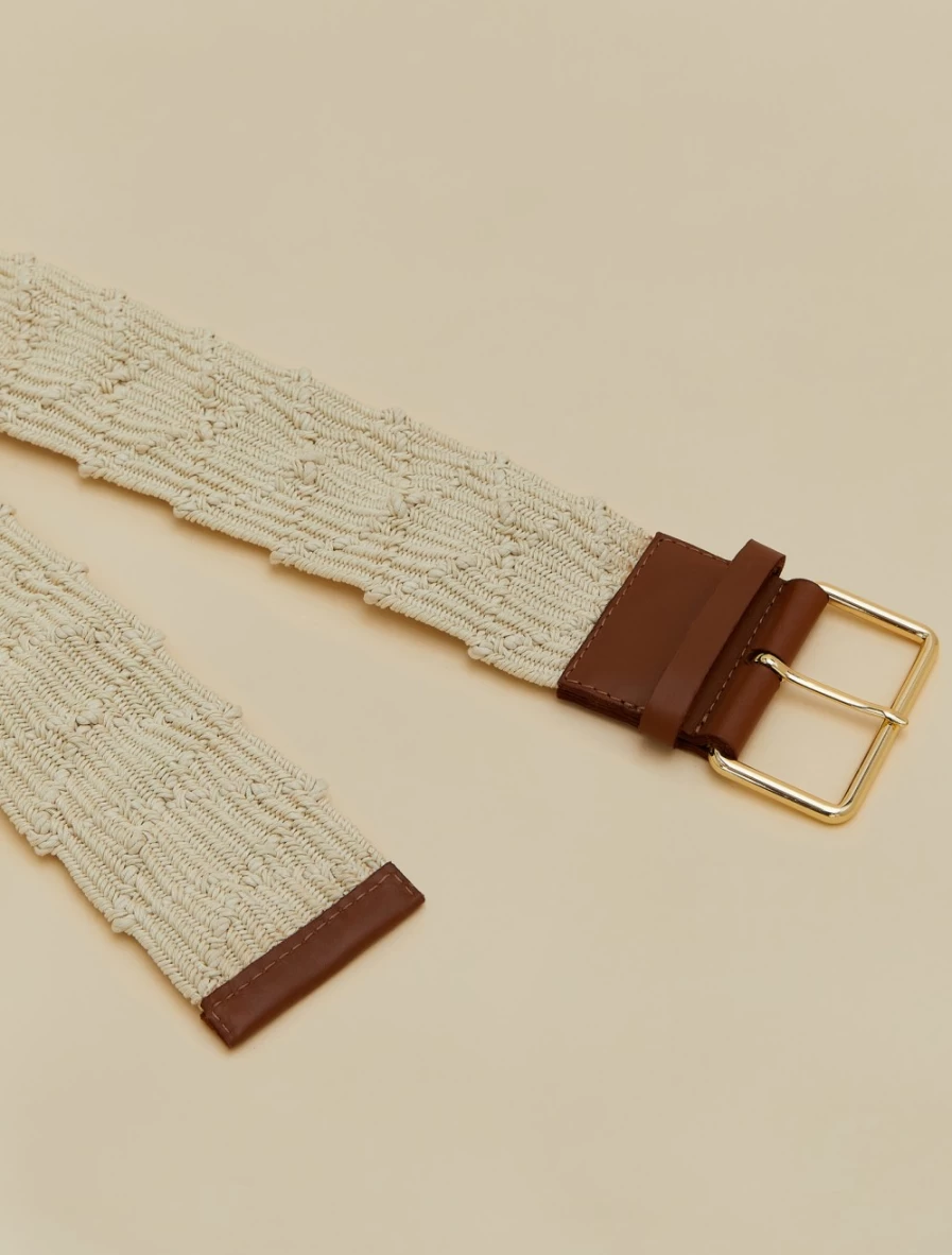 Marina Rinaldi Women's White Woven Rope Belt - Elegant Fashion Accessory