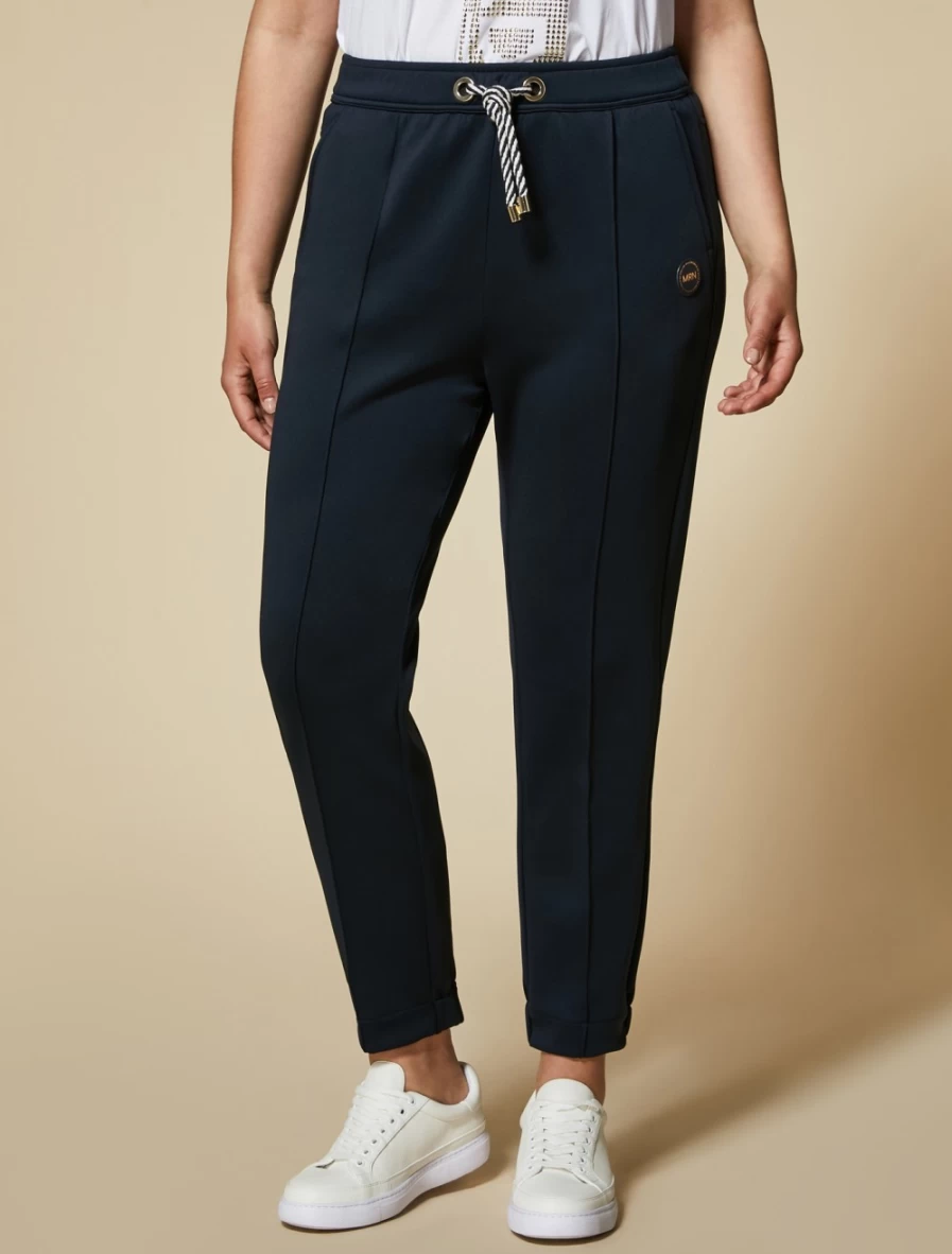 Marina Rinaldi Women's Dark Navy Scuba Jersey Trousers - Comfort Stretch High-Waisted Lounge Pants