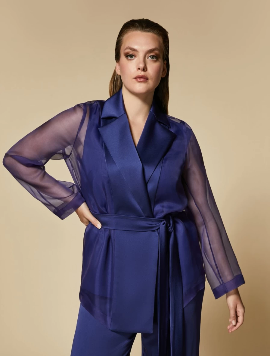 Marina Rinaldi Women's Purple Pure Silk Organza Tunic
