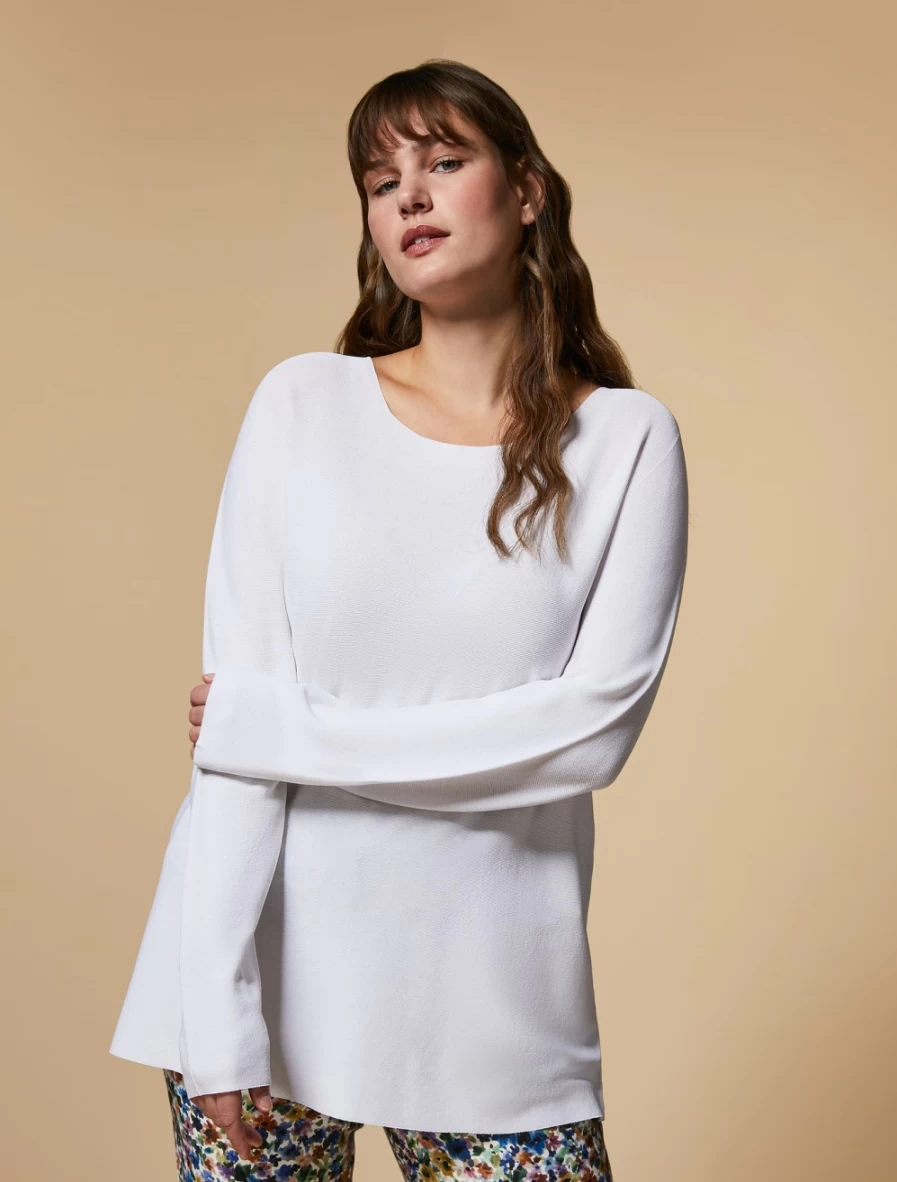 Marina Rinaldi Women's White Seamless Matte Viscose Sweater