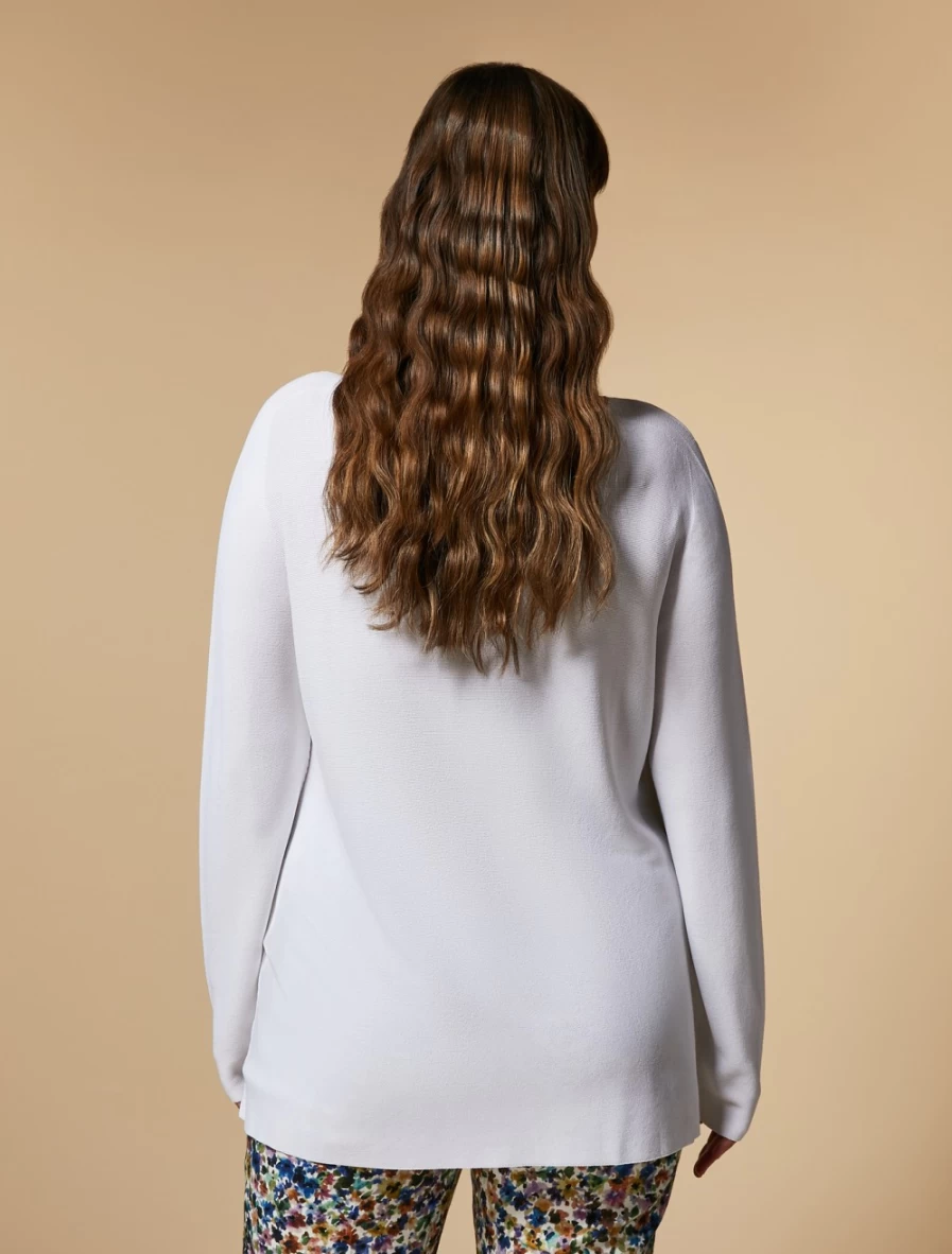 Marina Rinaldi Women's White Seamless Matte Viscose Sweater
