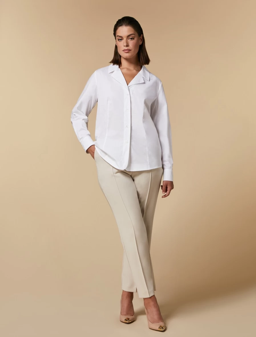 Marina Rinaldi Women's Beige Triacetate Trousers | Elegant Comfort & Style
