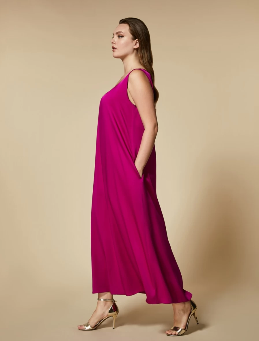 Marina Rinaldi Women's Fuchsia Shiny Frisottino Dress