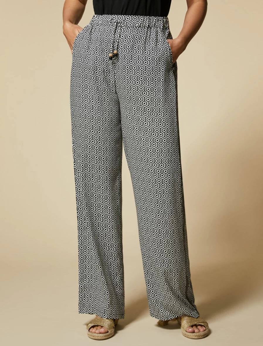 Marina Rinaldi Women's Sand Printed Viscose Trousers