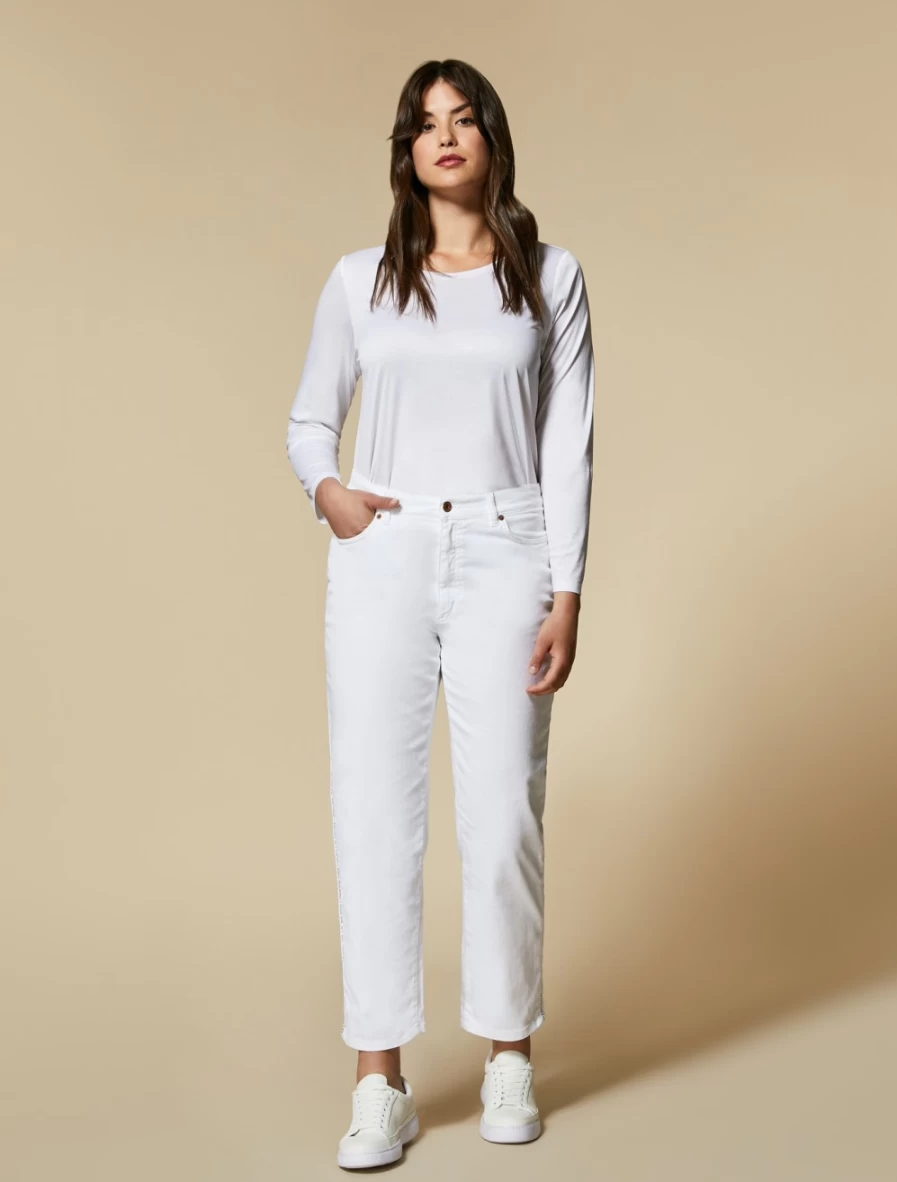 Marina Rinaldi Women's White Stretch Denim Regular Fit Jeans