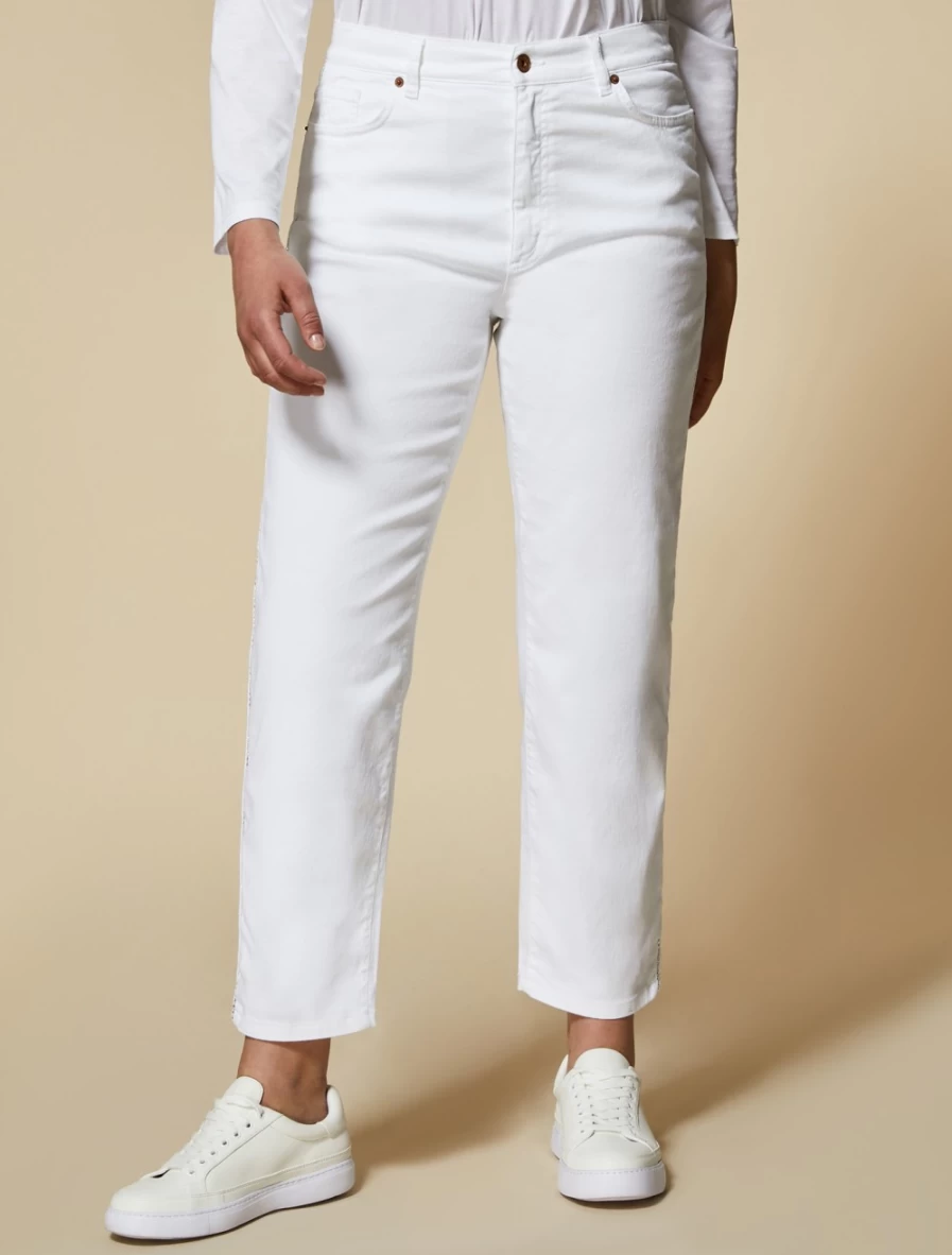 Marina Rinaldi Women's White Stretch Denim Regular Fit Jeans