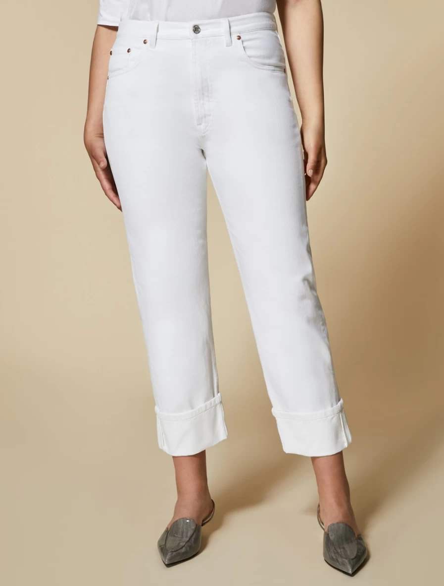 "Marina Rinaldi Women's White Straight Leg Denim Jeans"