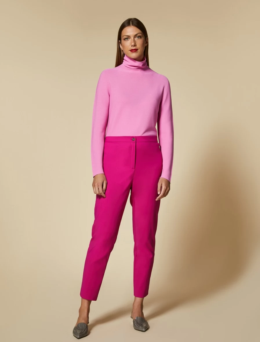 Marina Rinaldi Women's Fuchsia Stretch Cotton Slim Fit Trousers