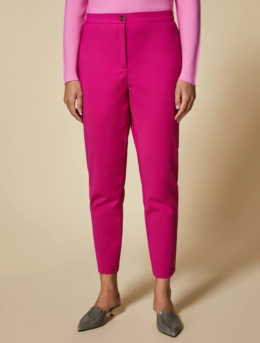 Marina Rinaldi Women's Fuchsia Stretch Cotton Slim Fit Trousers