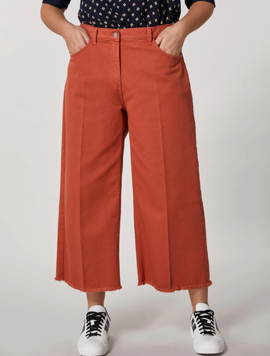 Marina Rinaldi Women's Rust Cotton Bull Denim Trousers