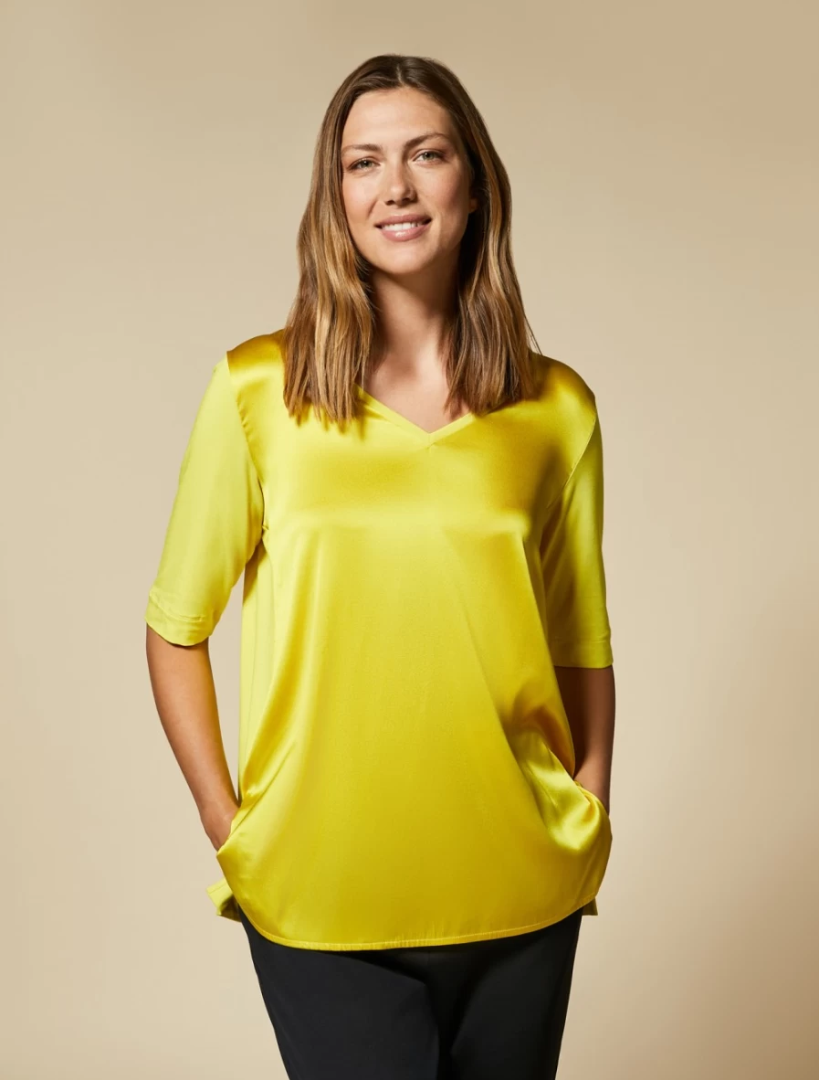 Marina Rinaldi Women's Yellow Viscose Jersey Tunic Top