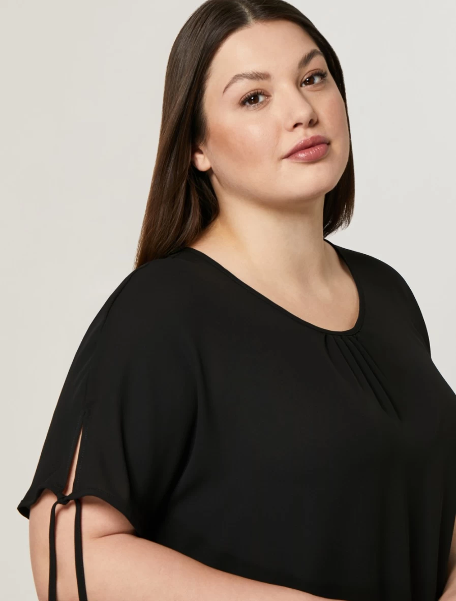 Marina Rinaldi Women's Black Fluid Sable Blouse