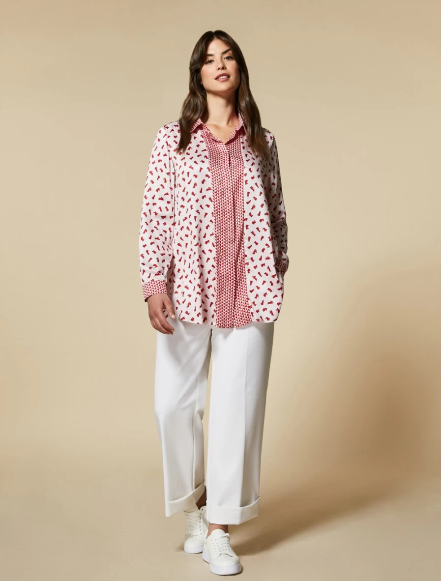 "Marina Rinaldi Women's White Wide-Leg Trousers – Elegant Comfort"